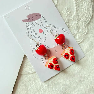 VILZSTUDIOS Red Apple Pizza Dangle Earring