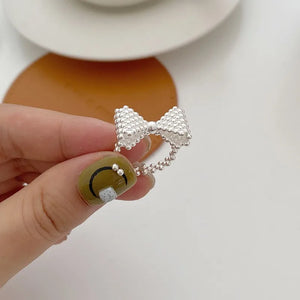 VILZSTUDIOS Geometric Bowtie Ribbon Punk Beaded Ring