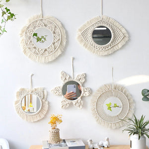 VILZSTUDIOS Macrame Mirror Wall Decoration Boho Home Decor Mirrors for Bedroom Wall Mirrors for Living Room Baby Room Decoration Nursery