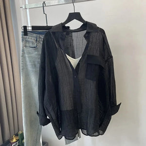VILZSTUDIOS Lightweight Chiffon Long-Sleeve Shirt