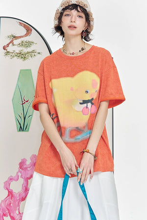 VILZSTUDIOS Printed Skating Duck Loose T-Shirt