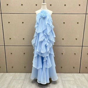 VILZSTUDIOS Elegant Handmade Ruffle Y2K Neck Dress