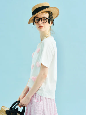 VILZSTUDIOS Soft Comfort White Heart Patch T-Shirt