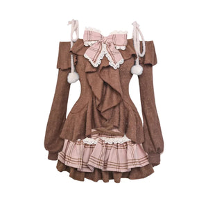 VILZSTUDIOS Sweet Lolita Bow Plaid Skirt