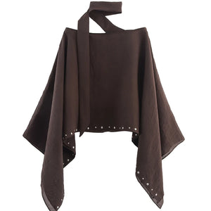 VILZSTUDIOS Elegant Brown Sheer Poncho
