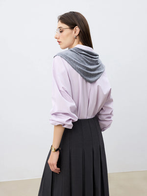 VILZSTUDIOS Blocked Shawl Casual Shirt
