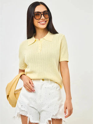 VILZSTUDIOS Casual Short Sleeve Knitted T-shirt