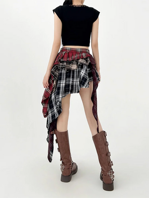VILZSTUDIOS Plaid Vintage A-Line Skirt Retro