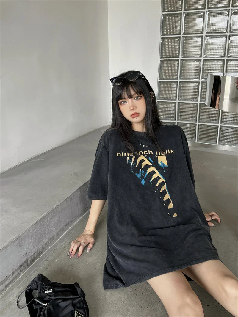 VILZSTUDIOS Nin Inch Nail Retro Oversized T-Shirt