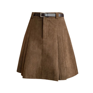 VILZSTUDIOS Pleated High Waist Corduroy Mini Skirt