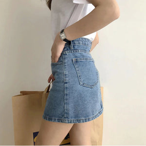 VILZSTUDIOS Retro Slim Mini Denim Skirt