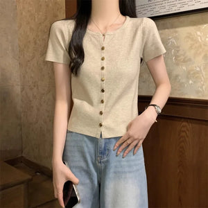 VILZSTUDIOS Basic Knitted Button Blouse