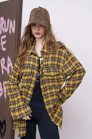 VILZSTUDIOS Casual Loose Plaid Shirt
