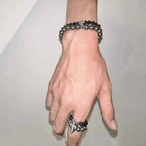VILZSTUDIOS Gothic Double Layer Rhinestone Cross Ring