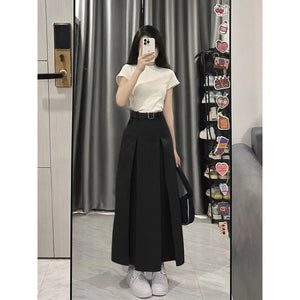 VILZSTUDIOS Petite High Waist A-Line Midi Skirt