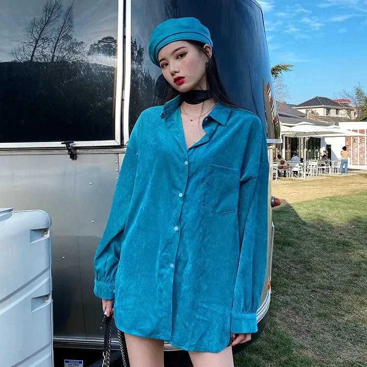 VILZSTUDIOS Suede Vintage Polo Collar Shirt