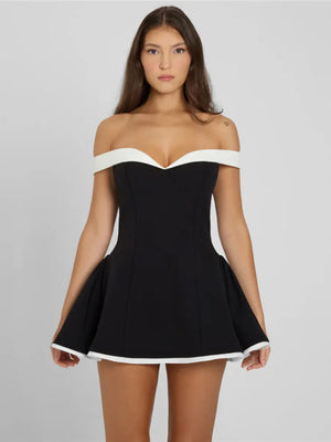 VILZSTUDIOS Sultry Strapless Patchwork A-Line Mini Dress