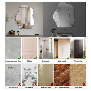VILZSTUDIOS High Definition Acrylic Irregular Bathroom Mirror Wall Mirror Sticker Anti Shatter Non Glass Living Room Decorative Mirror