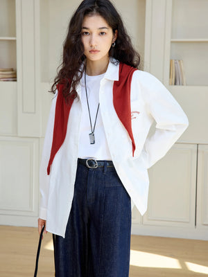 VILZSTUDIOS Blocked Shawl Casual Shirt