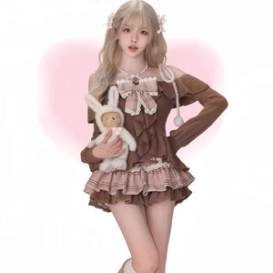 VILZSTUDIOS Sweet Lolita Bow Plaid Skirt