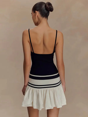 VILZSTUDIOS Elegant Summer Patchwork Sexy Mini Dress