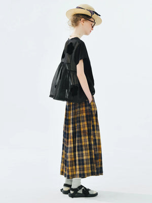 VILZSTUDIOS Yellow Black Checkered Elastic Waist Pants