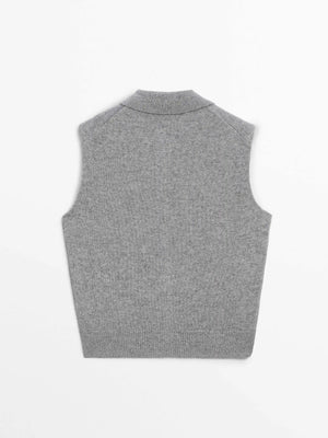 VILZSTUDIOS Grey Woolen Knit Sleeveless Vest
