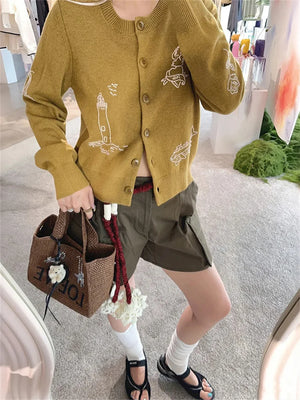 VILZSTUDIOS Embroidered Knit Cardigan