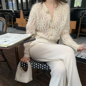 VILZSTUDIOS Chic Hollow Out Knitted Cardigan