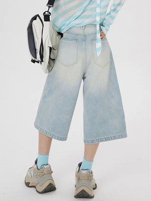 VILZSTUDIOS Retro Vintage Washed Wide Leg Jeans