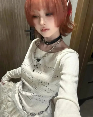 VILZSTUDIOS Edgy Print Long Sleeve Top