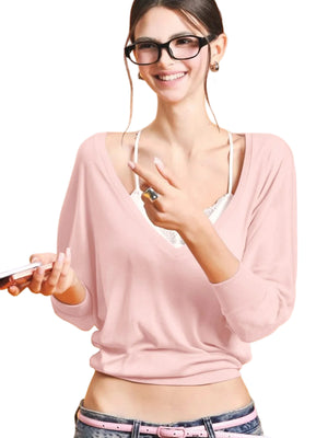VILZSTUDIOS Sexy V-Neck Slim-Fit Long Sleeve Top