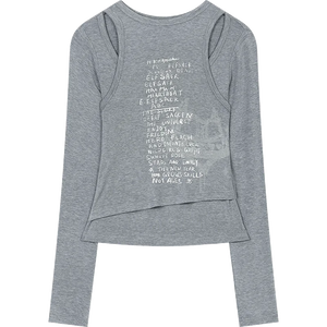 VILZSTUDIOS Cut Out Shoulder Grey Long Sleeve Top