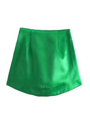 VILZSTUDIOS Chic Solid Color Side Zipper Skirt
