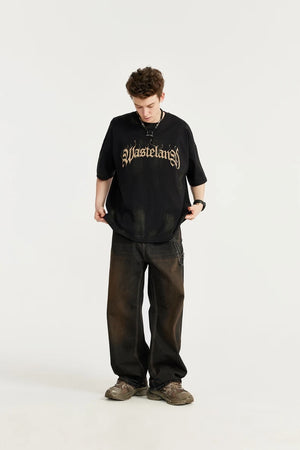 VILZSTUDIOS Sand Washed Wide Leg Jeans