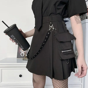 VILZSTUDIOS Gothic Punk Black High Waist Mini