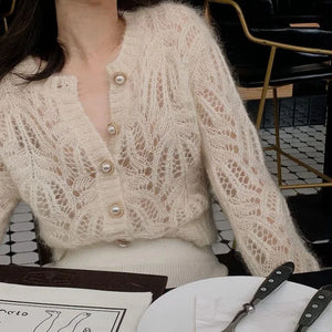 VILZSTUDIOS Chic Hollow Out Knitted Cardigan