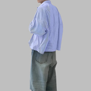 VILZSTUDIOS Cropped Striped Long Sleeve Shirt