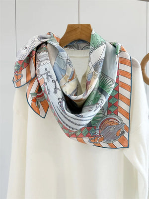 VILZSTUDIOS Fashion Lady Silk Print Scarves Square Luxury Shawl