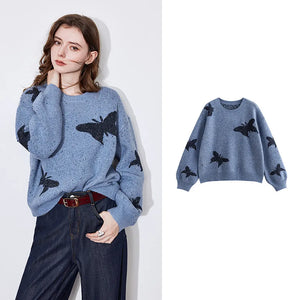 VILZSTUDIOS Butterfly Bead Jacquard Sweater