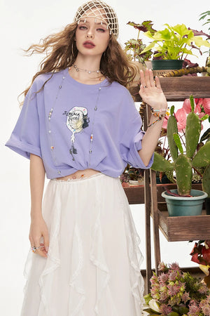 VILZSTUDIOS Sweet Printed Casual Short Sleeve T-Shirt