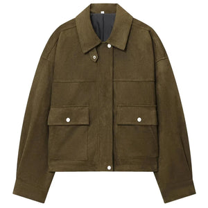 VILZSTUDIOS Elegant Green Faux Suede Jacket