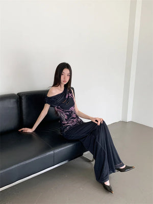 VILZSTUDIOS Elegant Floral Off Shoulder Maxi Dress
