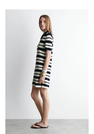 VILZSTUDIOS Fashionable Striped Mini Dress