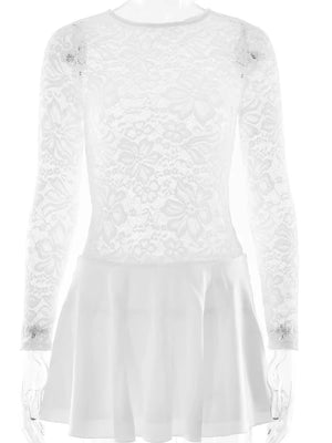 VILZSTUDIOS Red Lace A-Line Dress Clubwear