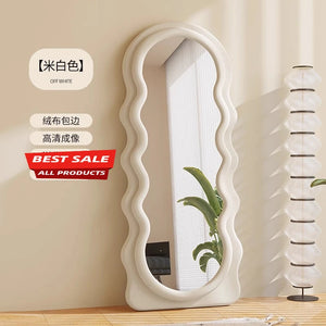 VILZSTUDIOS JC Wave full-body mirror Floor Ultra-clear and non-deforming fitting Cream wind full-length Special-shaped mirror