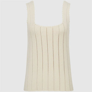VILZSTUDIOS Hollow Out Lace Trim Knit Tank Top