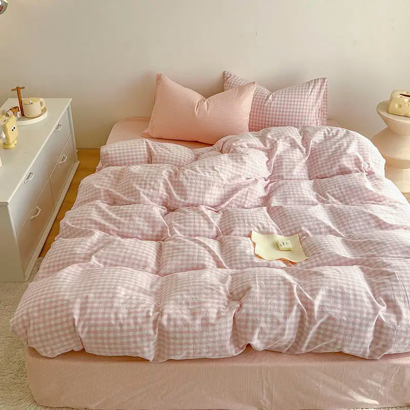 VILZSTUDIOS Soft Plaid Duvet Cover Bedding Set