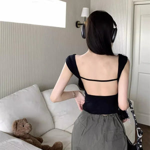 VILZSTUDIOS Stylish Sexy Backless Slim Fit T-Shirt