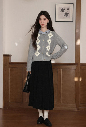 VILZSTUDIOS Grey Metallic Button Knitted Cardigan